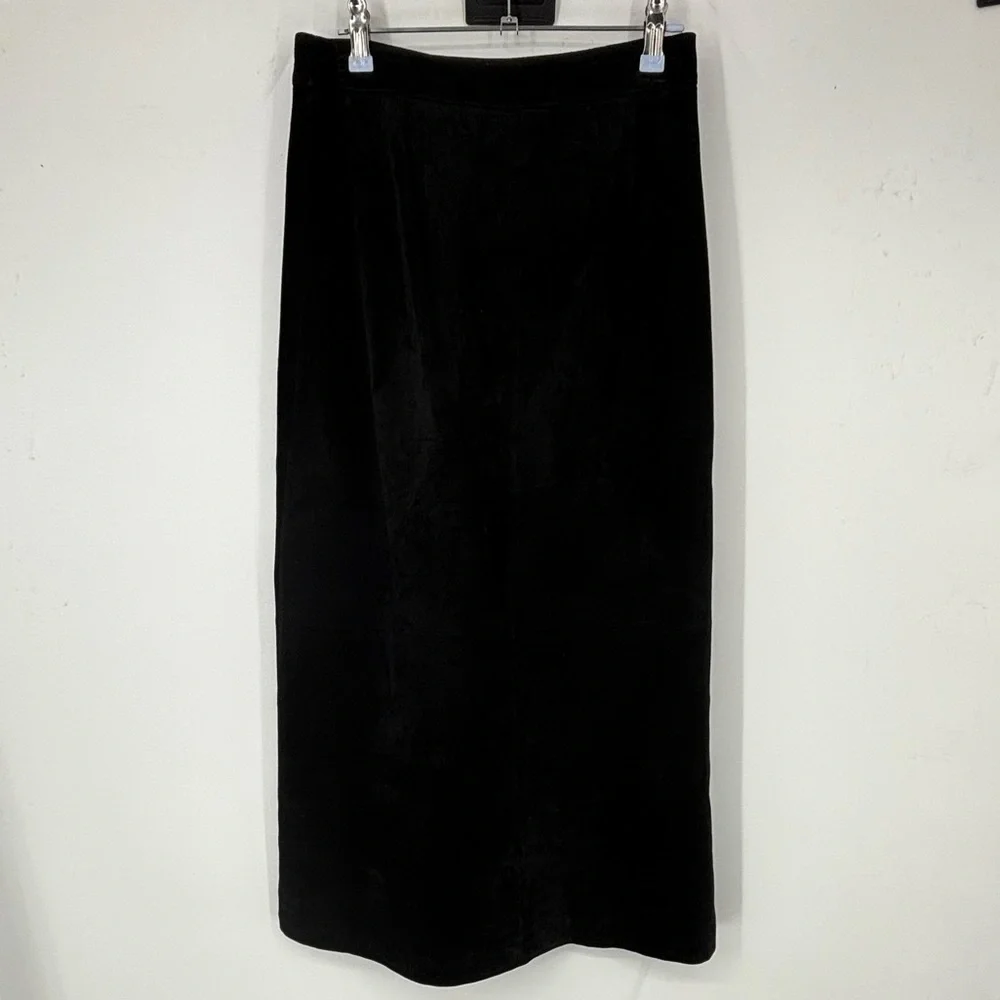 NWOT Vintage Lord & Taylor Genuine Leather A-line Midi Skirt Black‎ 4